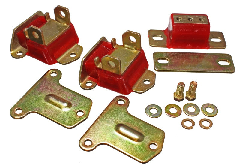Energy Suspensión 69-72 Camaro/70-73 Monte Carlo Rojo Juego completo de montaje de motor y transmisión Acabado de zinc