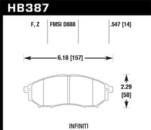 Cargar imagen en el visor de la galería, Hawk 06-09 350z/ 05-08 G35 sin pastillas de freno delanteras de cerámica Brembo Performance Street