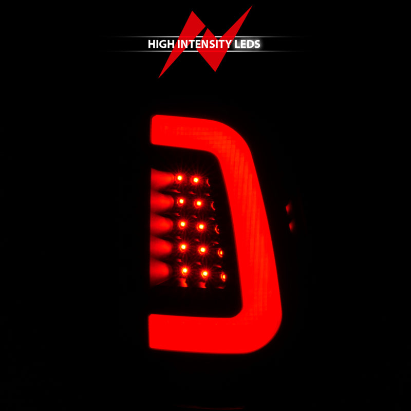 ANZO 2008-2016 Ford F-250 LED trasero con barra de luces, carcasa negra, lente ahumada