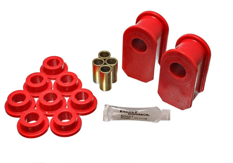 Energy Suspensión Ford F100/150/250 Rojo Fr &amp; Rr Estilo A Barra estabilizadora de 1 pulgada de diámetro Juegos de bujes de 3-1/2 pulgadas de alto