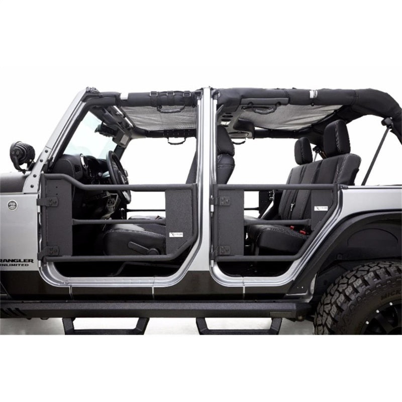 Rampage 2007-2018 Jeep Wrangler(JK) Puertas tubulares de 2 puertas con red, color negro