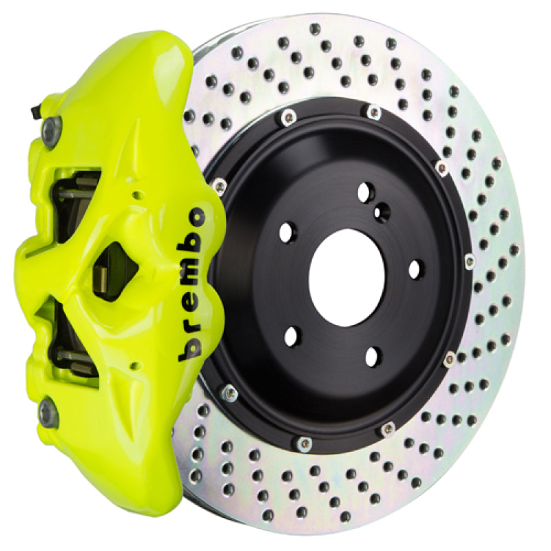 Brembo 19-22 Clase A (Excl AMG) Fr GT BBK 6Pis Cast 365x34 2pc Rotor Perforado-Fluo. Amarillo