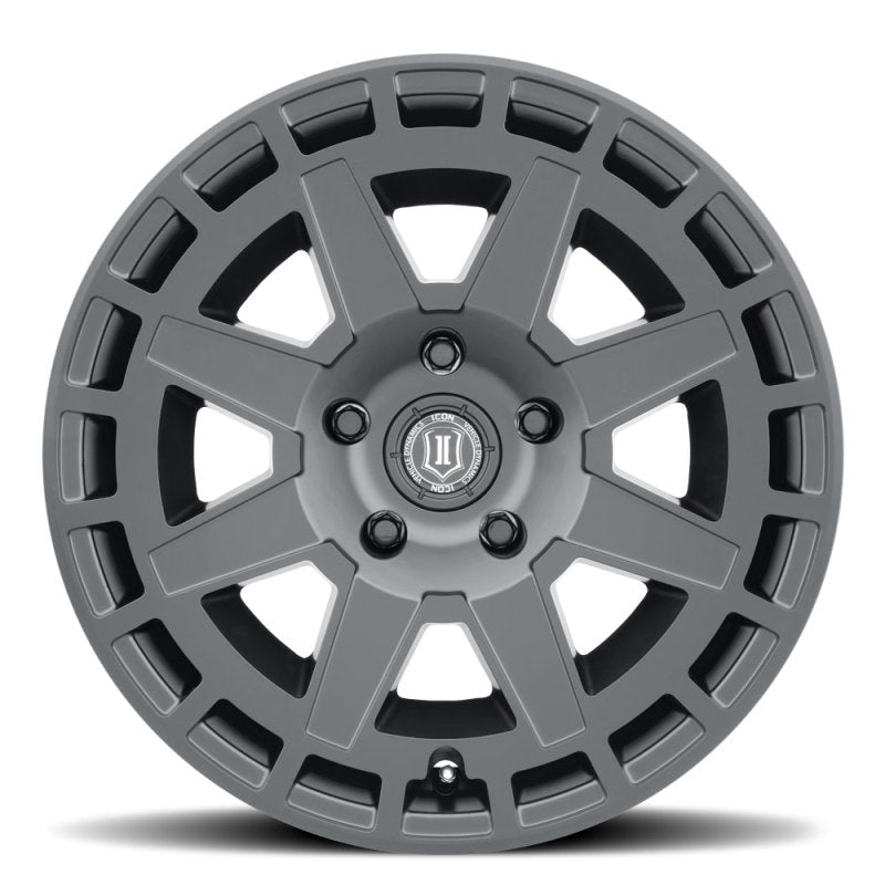 ICON Compass 17x8.5 6x5.5 0mm Offset 4.75in BS Rueda negra satinada