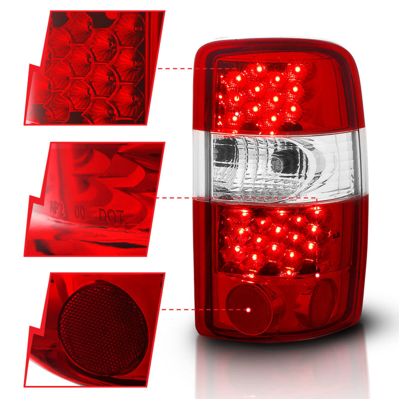 ANZO 2000-2006 Chevrolet Suburban luces traseras LED rojo/transparente