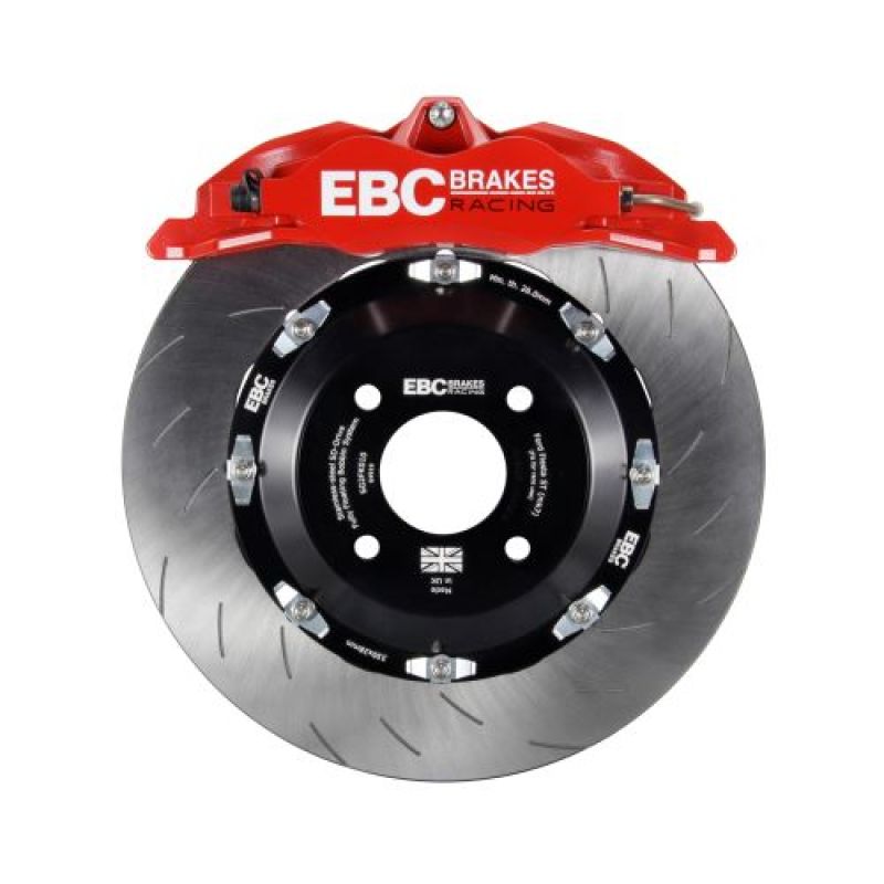 EBC Racing 10-14 Ford Mustang GT 5.0L Pinzas rojas Apollo-4 Rotores de 355 mm Kit de freno delantero grande