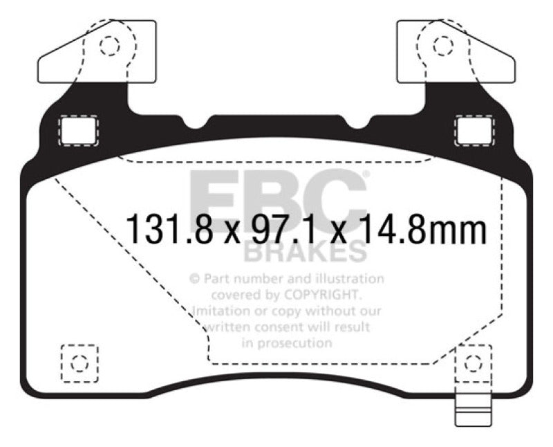EBC 14+ Chevrolet Corvette Stingray (C7) 6.2 (Paquete de rendimiento Z51) Pastillas de freno delanteras Bluestuff
