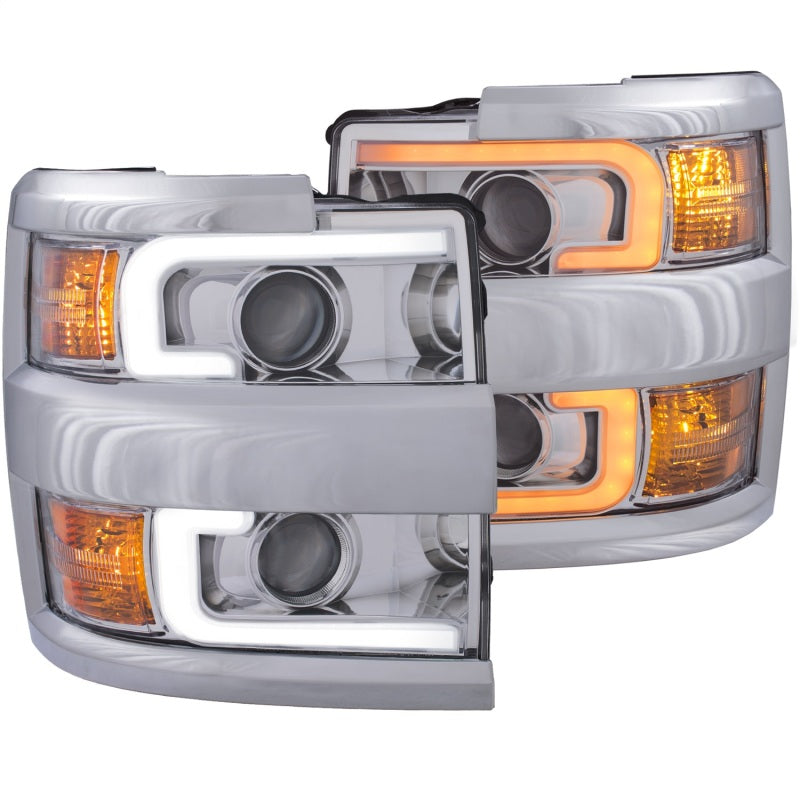ANZO Faros delanteros proyectores 15-17 Chevrolet Silverado 2500HD / 3500HD cromados con borde cromado