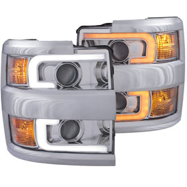 ANZO Faros delanteros proyectores 15-17 Chevrolet Silverado 2500HD / 3500HD cromados con borde cromado