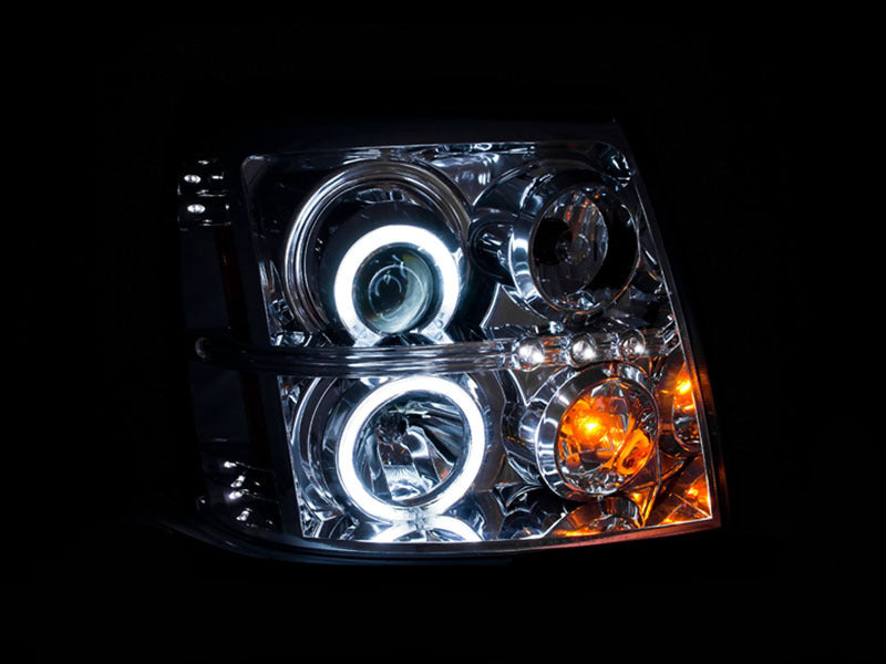 ANZO 2003-2006 Cadillac Escalade Faros delanteros proyectores con Halo Chrome (CCFL) (compatible con HID)