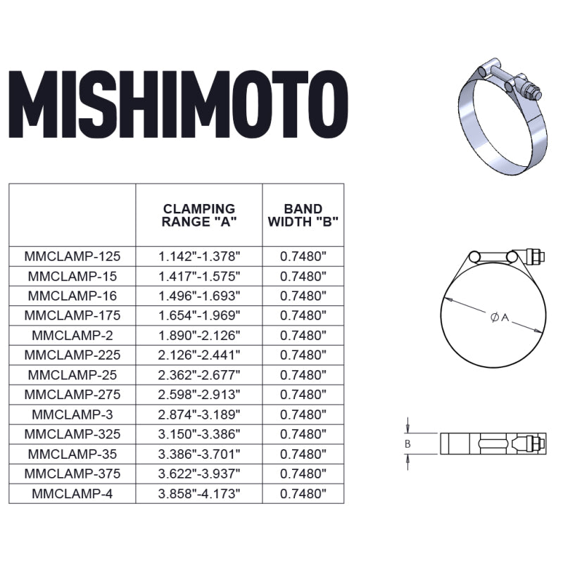 Abrazadera de perno en T de acero inoxidable Mishimoto - Oro