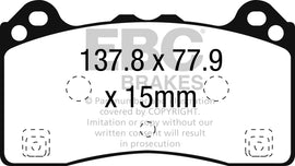 EBC 16-18 Ford Focus RS Redstuff Pastillas de freno delanteras de cerámica con bajo contenido de polvo