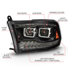 Cargar imagen en el visor de la galería, ANZO 2009-2018 Dodge Ram 1500 Proyector HL Switchback Negro Ámbar