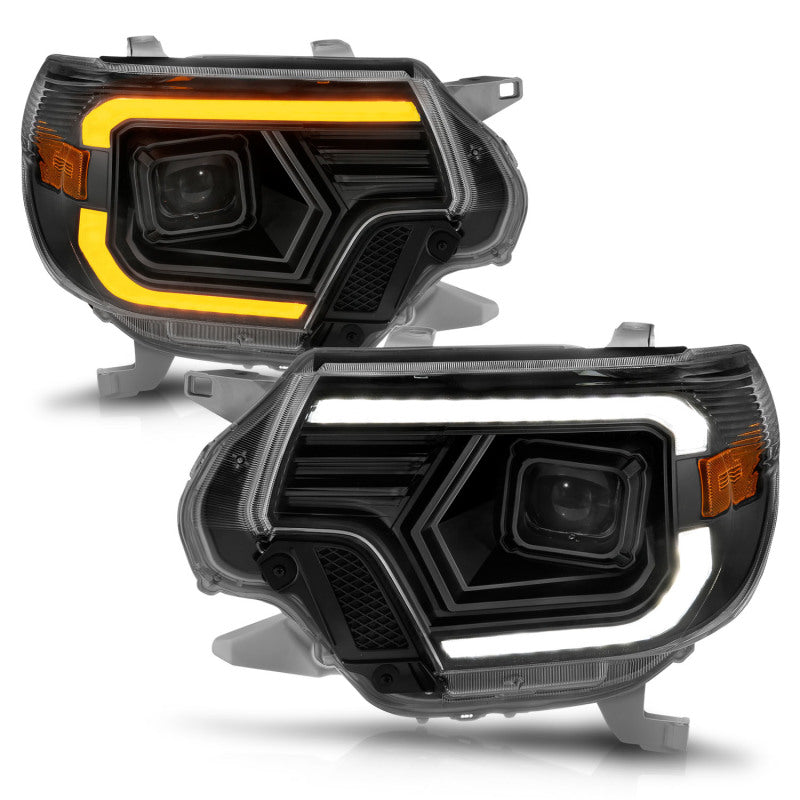 Faros delanteros tipo proyector ANZO 12-15 Toyota Tacoma - con barra de luz con carcasa negra