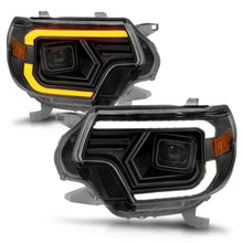Cargar imagen en el visor de la galería, Faros delanteros tipo proyector ANZO 12-15 Toyota Tacoma - con barra de luz con carcasa negra