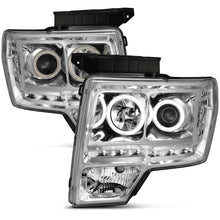 Cargar imagen en el visor de la galería, ANZO 2009-2014 Ford F-150 Faros delanteros proyectores con Halo Chrome (CCFL) G2