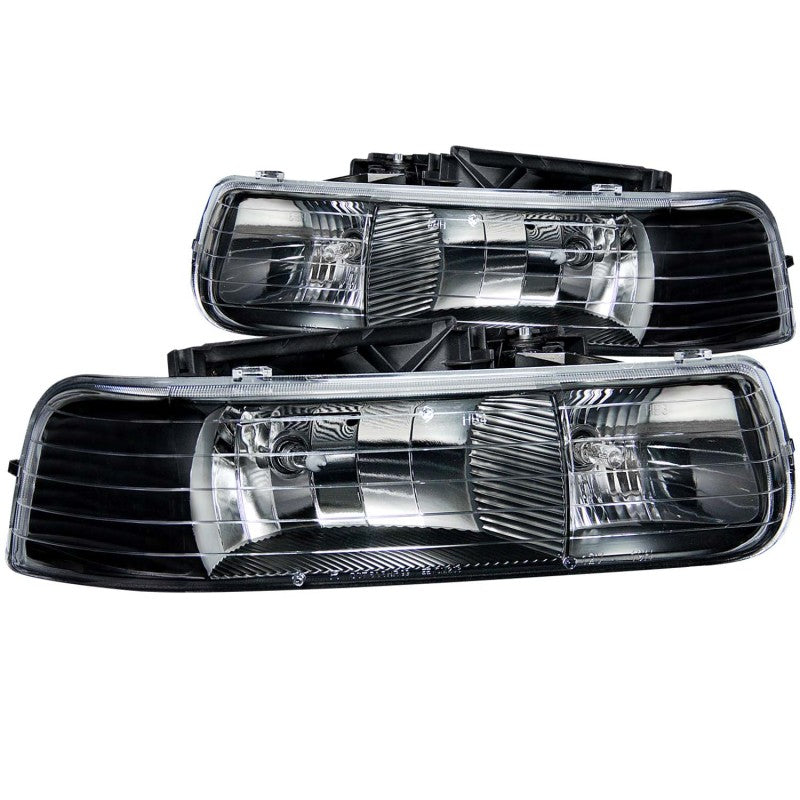 ANZO 1999-2002 Chevrolet Silverado 1500 Faros delanteros de cristal, color negro