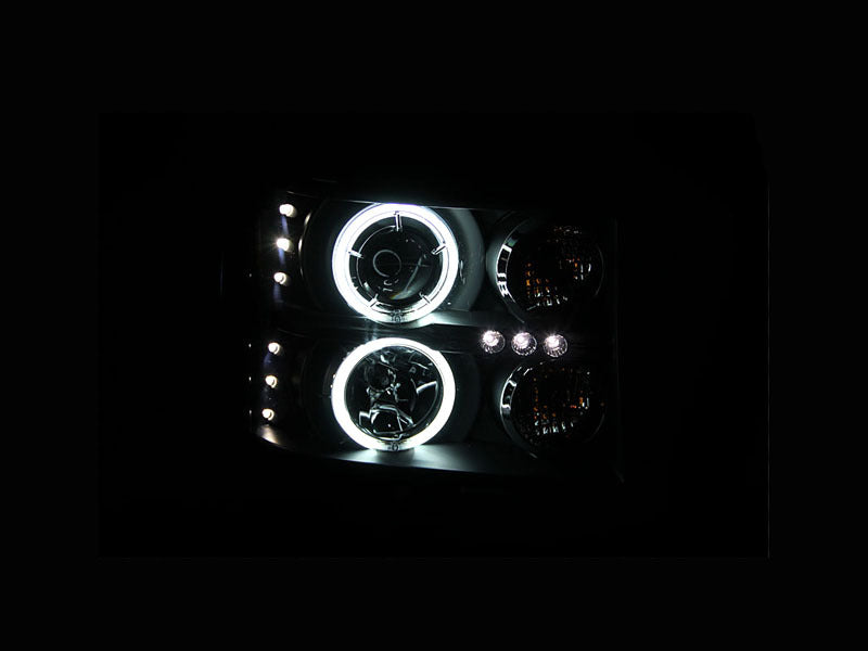 ANZO 2007-2013 Gmc Sierra 1500 Faros delanteros con proyector con halo negro