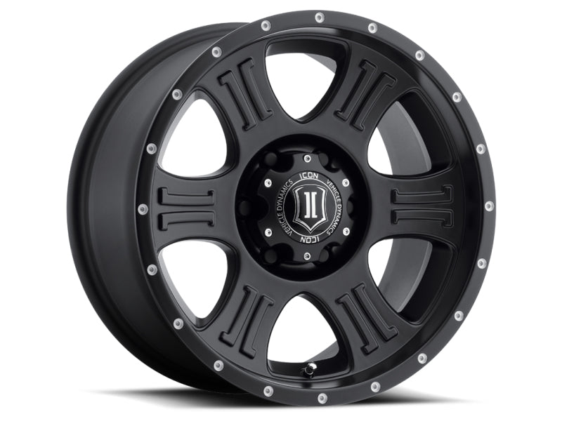 ICON Shield 17x8.5 6x5.5 0mm Offset 4.75in BS 106.1mm Diámetro Rueda negra satinada