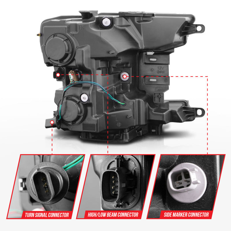 ANZO 2018-2020 Ford F-150 Faro proyector con carcasa negra estilo tablón