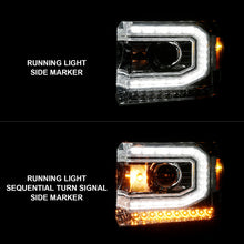 Cargar imagen en el visor de la galería, ANZO 2014-2015 Gmc Sierra 1500 Faros delanteros con barra de luz y carcasa cromada (tipo halógeno)