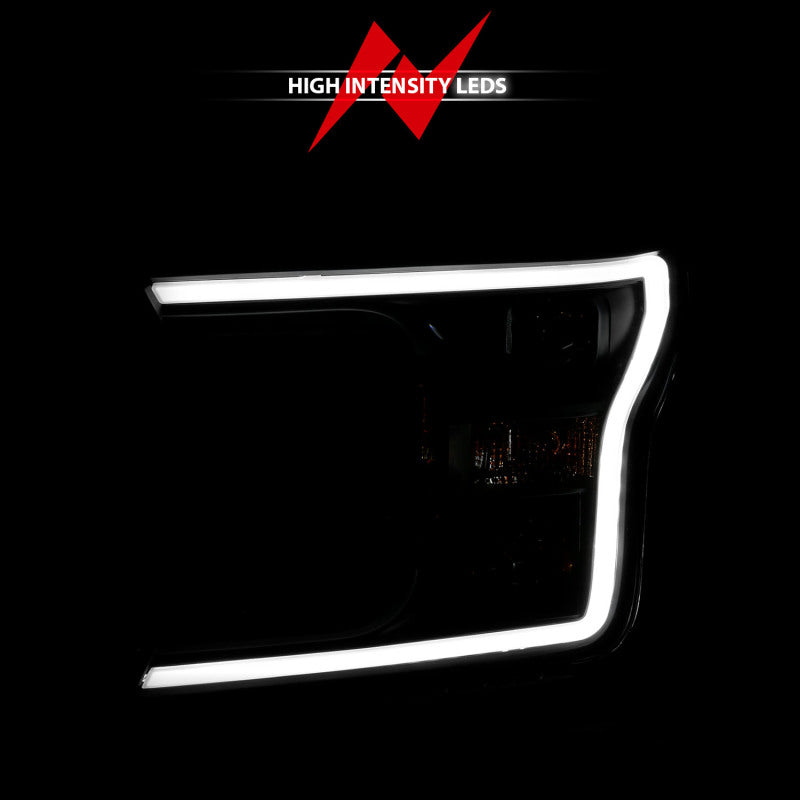 ANZO 2018-2019 Ford F-150 Proyector Plank Style HL Negro Ámbar (Sin Switchback)