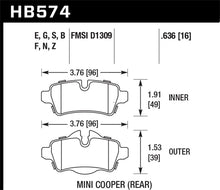 Cargar imagen en el visor de la galería, Pastillas de freno traseras Hawk 07+ Mini Cooper HPS 5.0