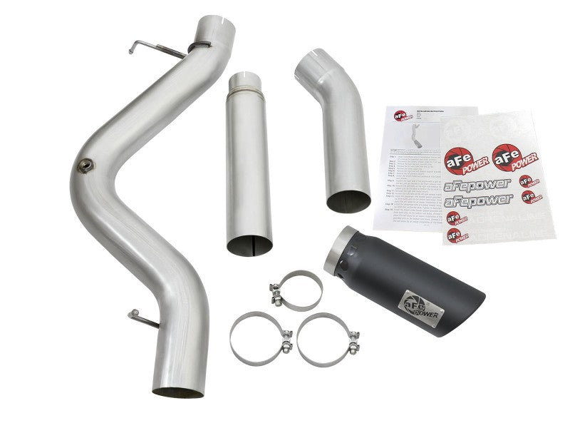 Escape Atlas aFe de acero aluminizado con respaldo DPF de 5 pulgadas con puntas negras 16-17 GM Diesel Truck V8-6.6L (td)