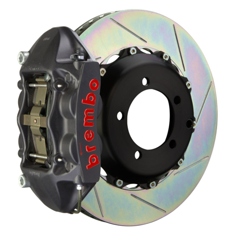 Brembo 99-07 Evo VI/VII/VIII/IXRear GTS BBK 4 pistones fundidos 328x28 2 piezas rotor ranurado tipo 1-negro HA