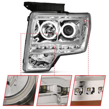 Cargar imagen en el visor de la galería, ANZO 2009-2014 Ford F-150 Faros delanteros proyectores con Halo Chrome (CCFL) G2