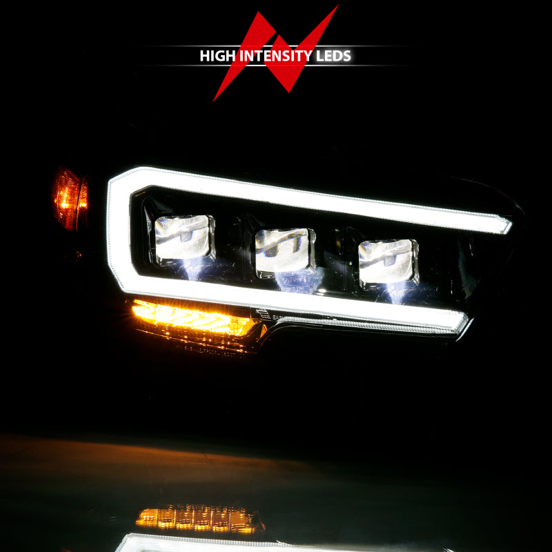 ANZO 2016-2018 Toyota Tacoma LED proyector faros delanteros estilo tablón negro con ámbar