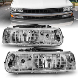 ANZO 1999-2002 Chevrolet Silverado 1500 Faros delanteros de cristal cromados