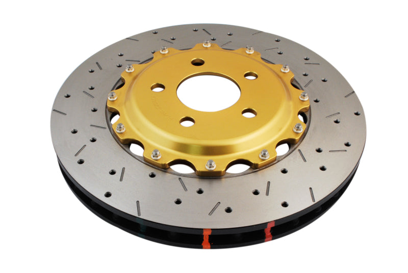 DBA 97-04 Corvette C5/C6 Rotor delantero perforado y ranurado Serie 5000 de 2 piezas ensamblado con sombrero dorado
