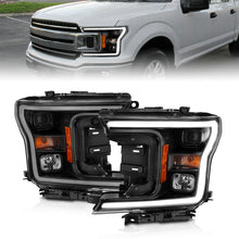 Cargar imagen en el visor de la galería, ANZO 2018-2019 Ford F-150 Proyector Plank Style HL Negro Ámbar (Sin Switchback)