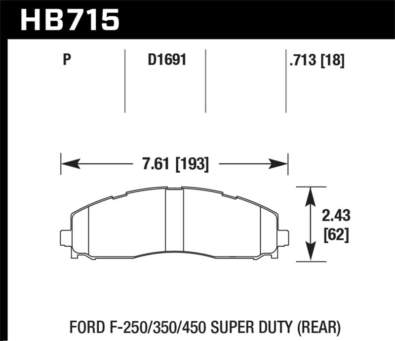 Pastillas de freno traseras Hawk 2015 Ford F-250/350/450 Super Duty