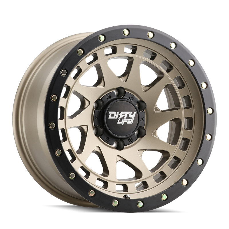Dirty Life 9311 Enigma Pro 17x9/8x165.1 BP/-12mm Offset/130.8mm Hub Rueda de oro satinado - Beadlock