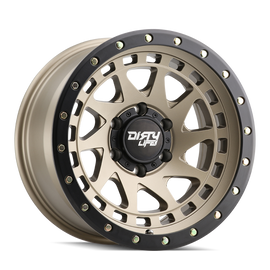 Dirty Life 9311 Enigma Pro 17x9/5x127 BP/-38mm Offset/71.5mm Hub Rueda de oro satinado - Beadlock