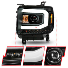 Cargar imagen en el visor de la galería, ANZO 2014-2015 GMC Sierra 1500 Faros delanteros con barra de luz, carcasa negra (tipo halógeno)