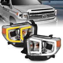 Cargar imagen en el visor de la galería, ANZO 14-17 Toyota Tundra Plank Style Proyector Faros delanteros cromados con ámbar