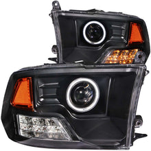 Cargar imagen en el visor de la galería, ANZO 2009-2015 Dodge Ram 1500 Faros delanteros con proyector con halo negro (CCFL)