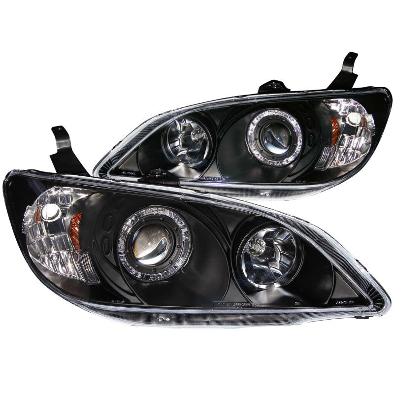 ANZO 2004-2005 Honda Civic Proyector Faros delanteros con Halo Negro