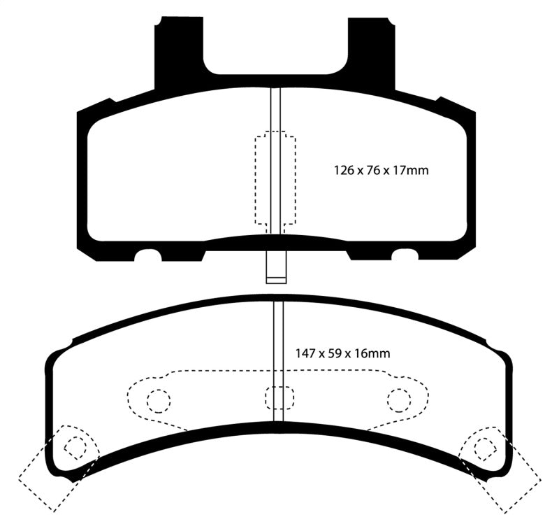 EBC 97-99 Cadillac Deville 4.6 (tambores traseros) Pastillas de freno delanteras Yellowstuff