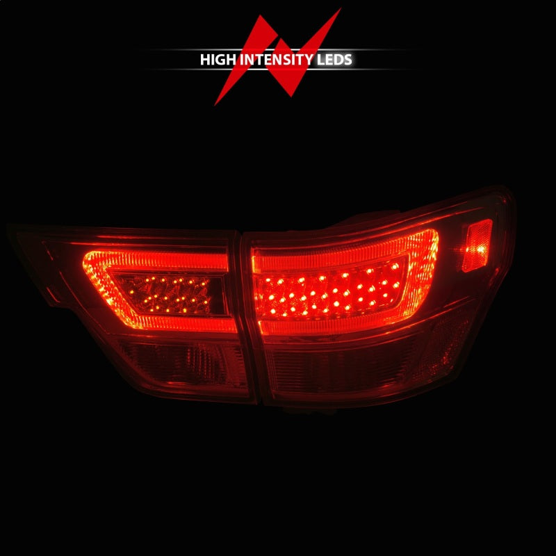 ANZO 11-13 Jeep Grand Cherokee Luces traseras LED con barra de luces carcasa cromada/lente transparente 4 piezas