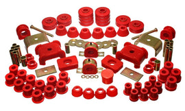 Suspensión energética 73-80 Chev/GMC 4WD con resortes delanteros de posventa, juego de bujes maestros Hyper-Flex rojos
