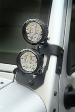 Cargar imagen en el visor de la galería, Rugged Ridge 07-18 Jeep Wrangler JK Textured Black Round A-Pillar LED Light Mount Kit