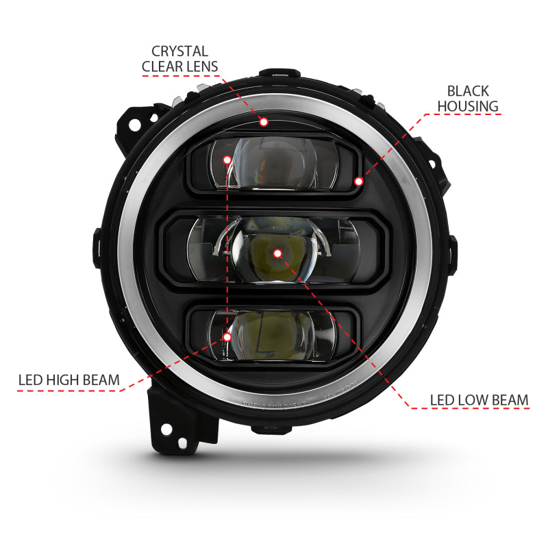 ANZO 2018-2019 Jeep Wrangler Proyector Full LedH.L Negro