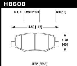 Hawk 2007-2011 Dodge Nitro R/T HPS 5.0 Pastillas de freno traseras