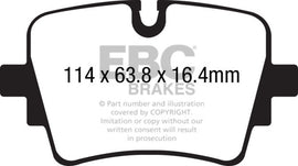 EBC 14+ Jaguar F-Type (solo rotores de hierro fundido) 5.0 Supercharged (490) Pastillas de freno traseras Redstuff