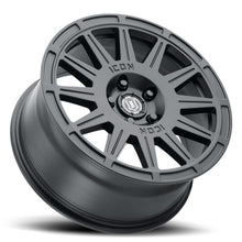 Cargar imagen en el visor de la galería, ICON Ricochet 17x8 5x100 38mm Offset 6in BS Rueda negra satinada