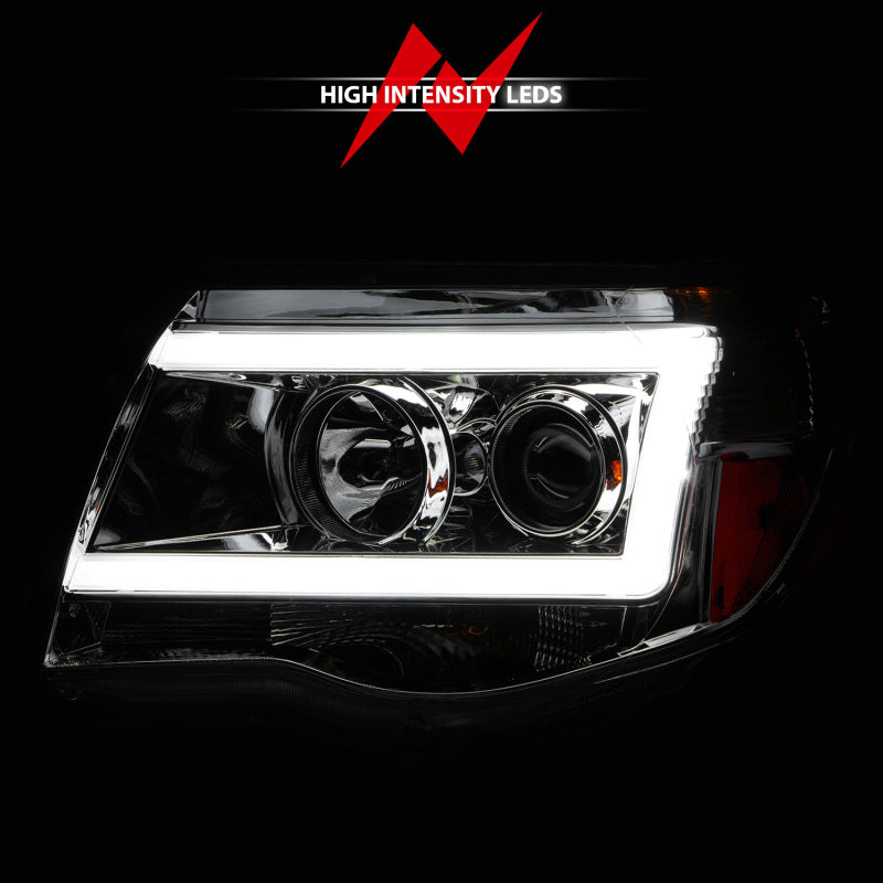 ANZO 2005-2011 Toyota Tacoma proyector faros con barra de luz carcasa cromada