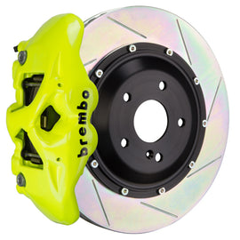 Brembo 19+ Mazda3 Delantero GT BBK 4 Pistones Fundido 345x28 2pc Rotor Ranurado Tipo 1 - Fluo. Amarillo